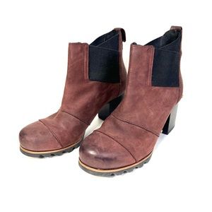Sorel Addington Chelsea Redwood Waterproof Boots Ankle Sz 9 Heel